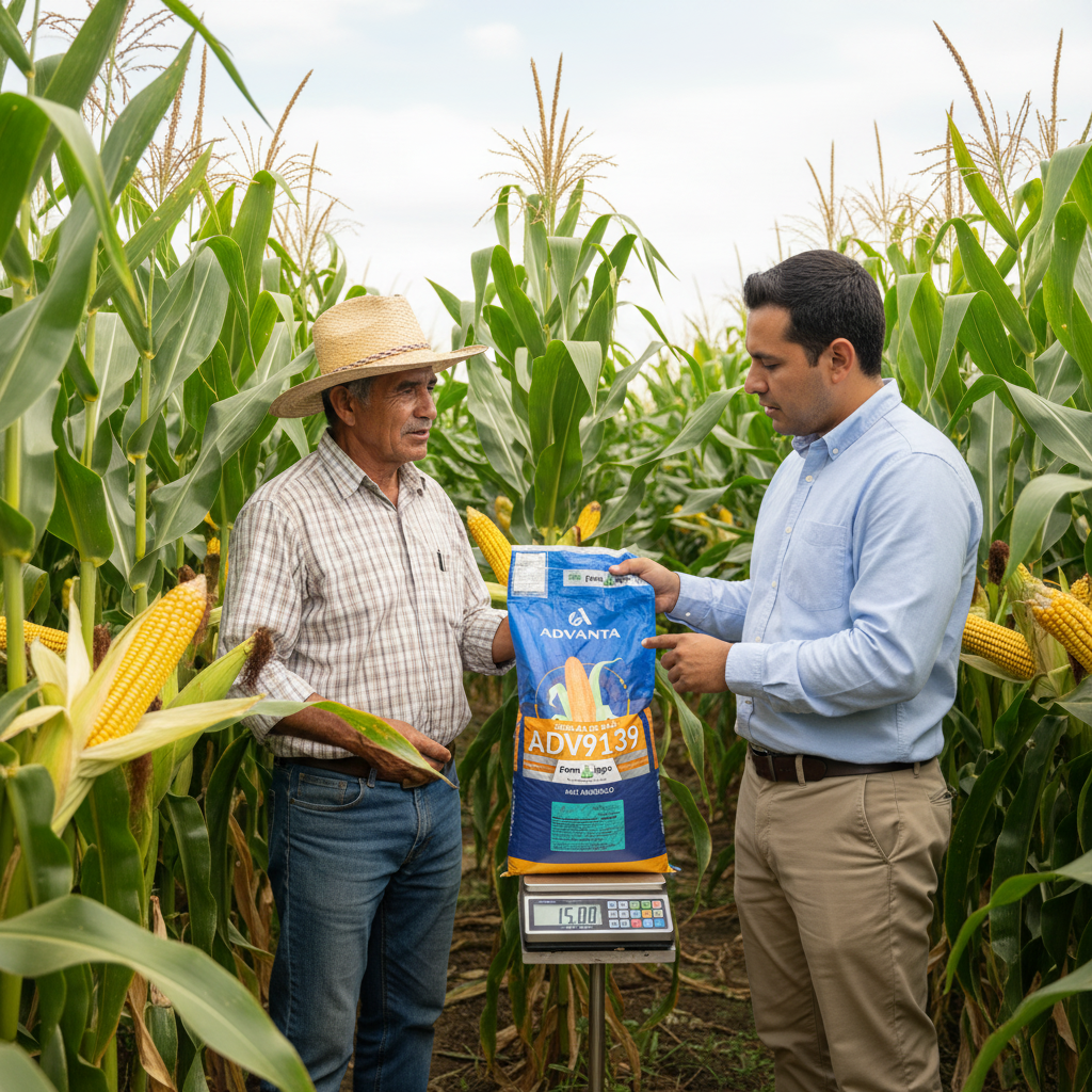 semilla-maiz-advanta-adv9139-agronomo-asesorando-campo-mazorcas-ecuador