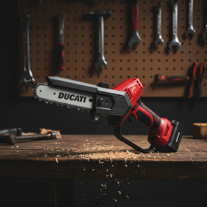 sierra-ducati-dhc450s-taller-closeup-sierra-roja-workbench-barra-ducati-aserrin-herramientas