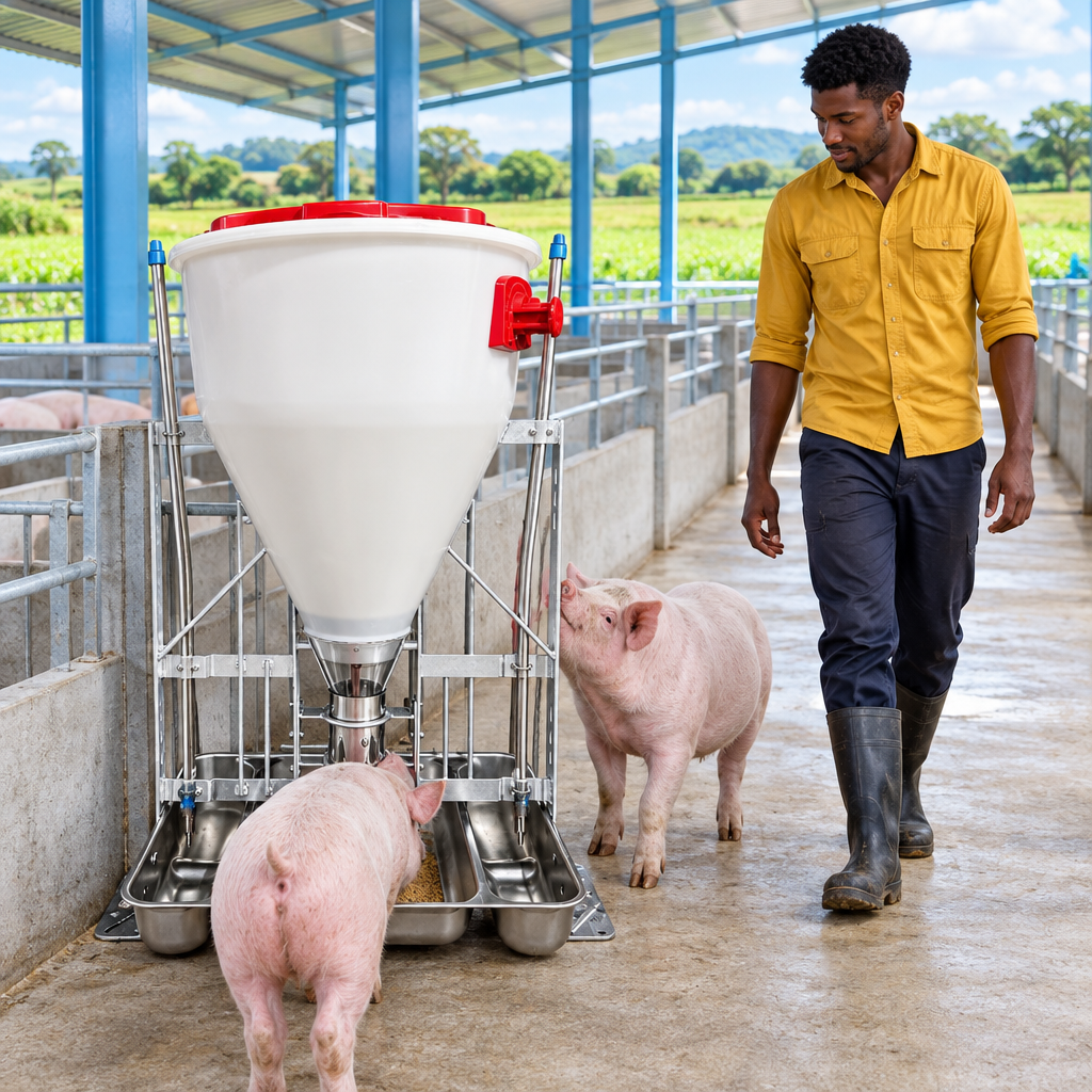 Supervisión de alimento y agua en nave metálica