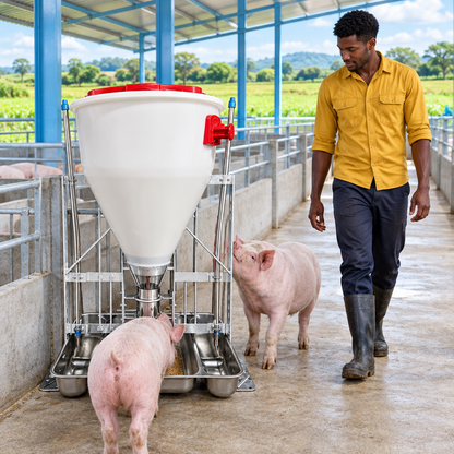 Supervisión de alimento y agua en nave metálica