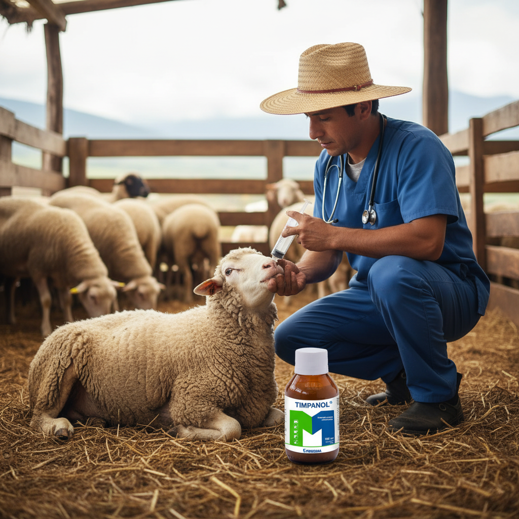 timpanol-antiespumante-ovinos-vet-arrodillado-oveja-abdomen-distendido-rebano-fondo-ecuador