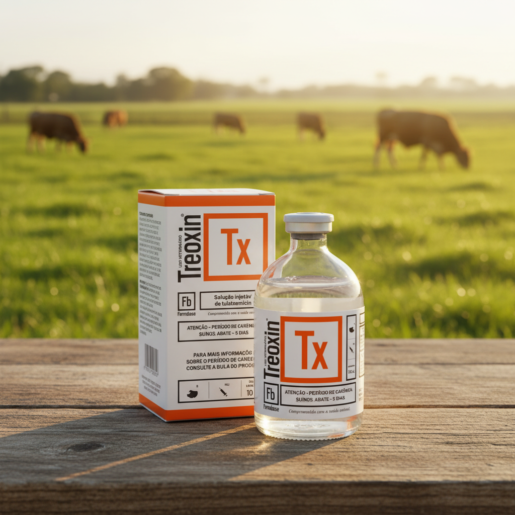 treoxin-inyectable-atardecer-frasco-caja-mesa-ganado-pastando-luz-dorada-ecuador